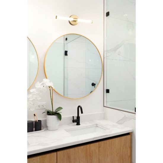 Eglo ramola applique per specchio led 7,5w cct 3000k 6500k 45cm ip44 per bagno moderna ottone