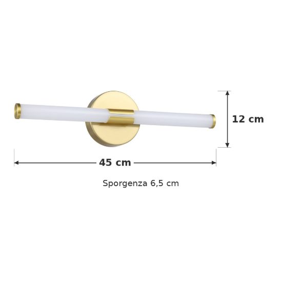 Eglo ramola applique per specchio led 7,5w cct 3000k 6500k 45cm ip44 per bagno moderna ottone