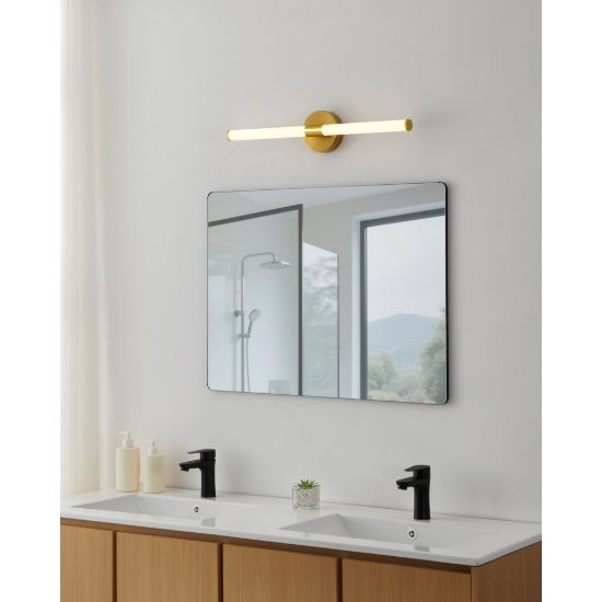 Eglo ramola applique per specchio led 11w cct 3000k 6500k 60cm ip44 per bagno moderna ottone