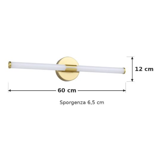 Eglo ramola applique per specchio led 11w cct 3000k 6500k 60cm ip44 per bagno moderna ottone