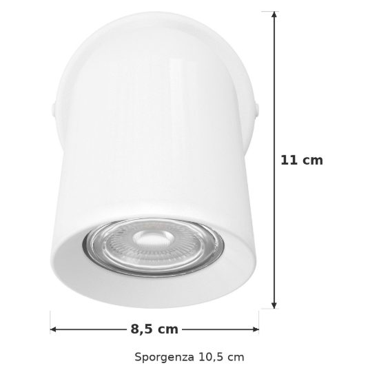 Eglo camaldoli applique con faretto gu10 orientabile 8,5cm per camera da letto moderna bianca