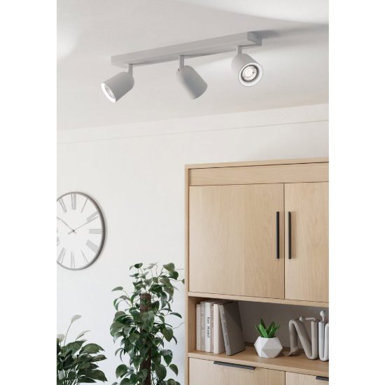 Eglo camaldoli plafoniera con 3 faretti gu10 orientabili 52cm per corridoio moderna bianca