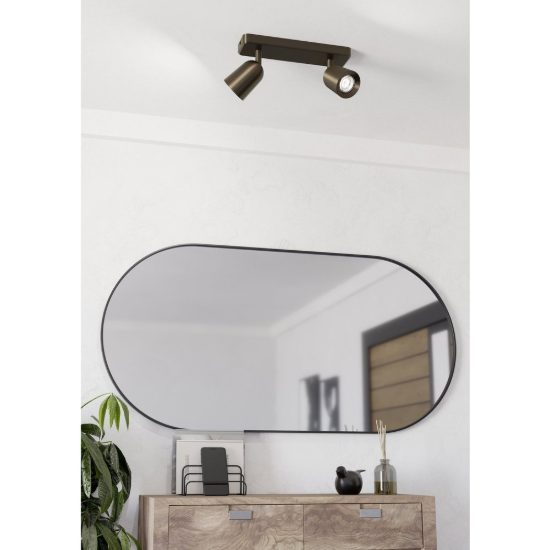 Eglo camaldoli plafoniera con 2 faretti gu10 orientabili 30cm per cucina moderna bronzo scuro
