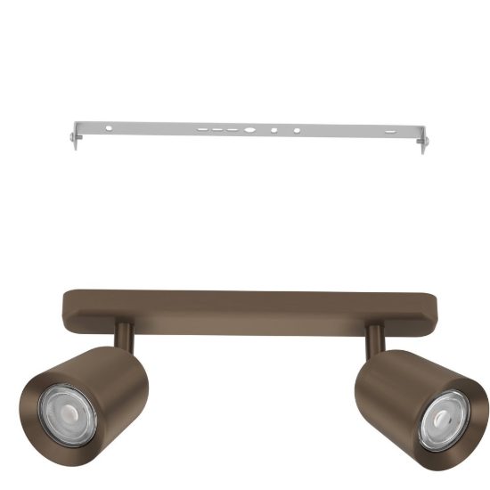 Eglo camaldoli plafoniera con 2 faretti gu10 orientabili 30cm per cucina moderna bronzo scuro