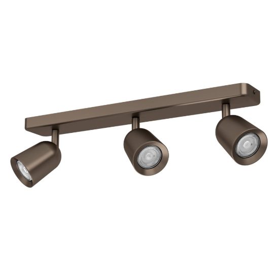 Eglo camaldoli plafoniera con 3 faretti gu10 orientabili 52cm per corridoio moderna bronzo scuro