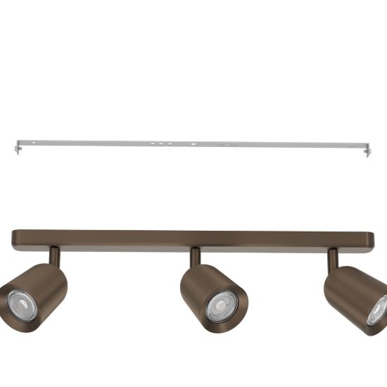 Eglo camaldoli plafoniera con 3 faretti gu10 orientabili 52cm per corridoio moderna bronzo scuro