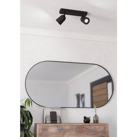 Eglo camaldoli plafoniera con 2 faretti gu10 orientabili 30cm per cucina moderna nera