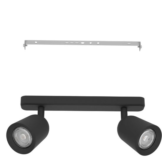 Eglo camaldoli plafoniera con 2 faretti gu10 orientabili 30cm per cucina moderna nera