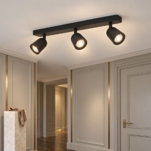 Eglo camaldoli plafoniera con 3 faretti gu10 orientabili 52cm per corridoio moderna nera
