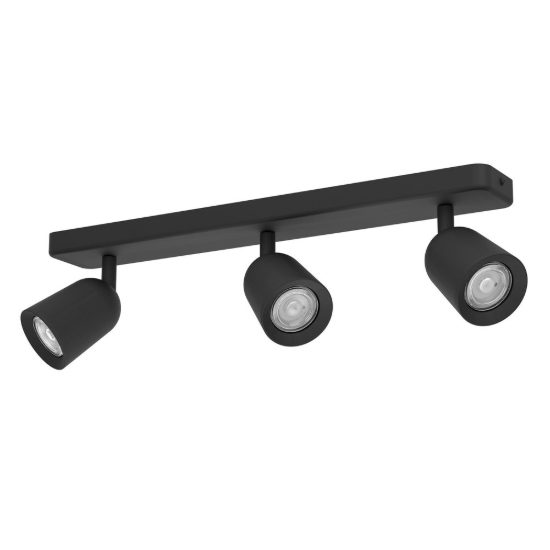 Eglo camaldoli plafoniera con 3 faretti gu10 orientabili 52cm per corridoio moderna nera