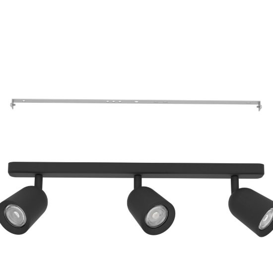 Eglo camaldoli plafoniera con 3 faretti gu10 orientabili 52cm per corridoio moderna nera