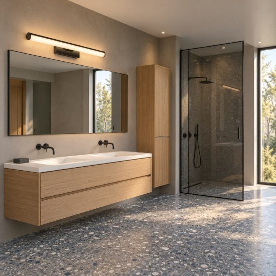 Eglo vadumi applique per specchio led 7,4w 4000k 40cm ip44 per bagno moderna nera
