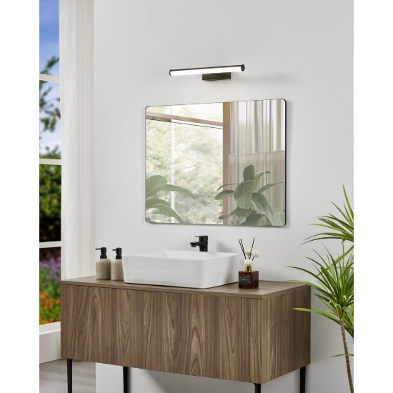 Eglo vadumi applique per specchio led 7,4w 4000k 40cm ip44 per bagno moderna nera