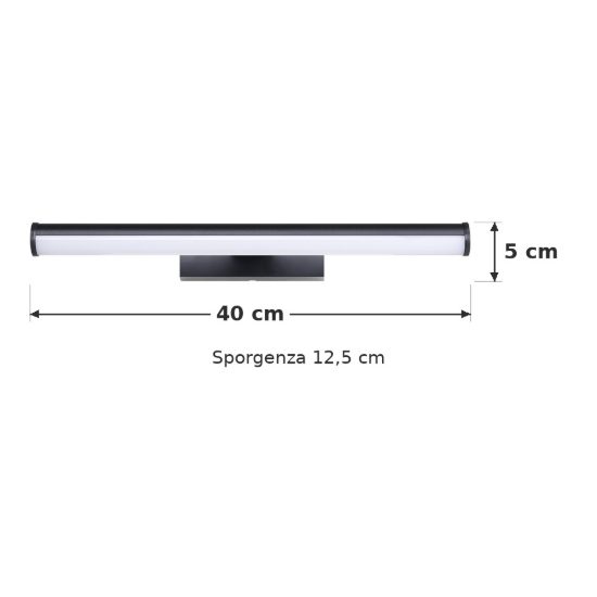 Eglo vadumi applique per specchio led 7,4w 4000k 40cm ip44 per bagno moderna nera