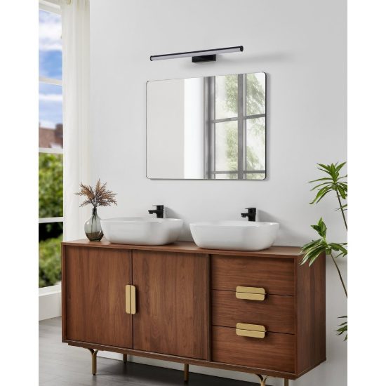 Eglo vadumi applique per specchio led 11w 4000k 60cm ip44 per bagno moderna nera