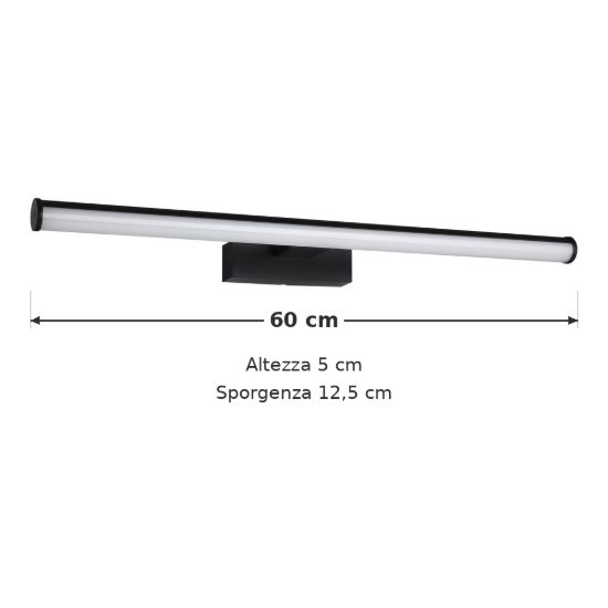 Eglo vadumi applique per specchio led 11w 4000k 60cm ip44 per bagno moderna nera