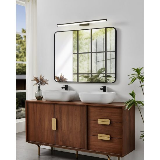 Eglo vadumi applique per specchio led 14w 4000k 78cm ip44 per bagno moderna nera