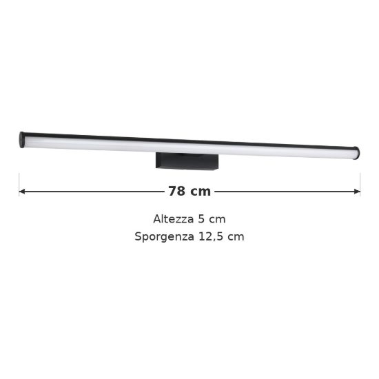 Eglo vadumi applique per specchio led 14w 4000k 78cm ip44 per bagno moderna nera