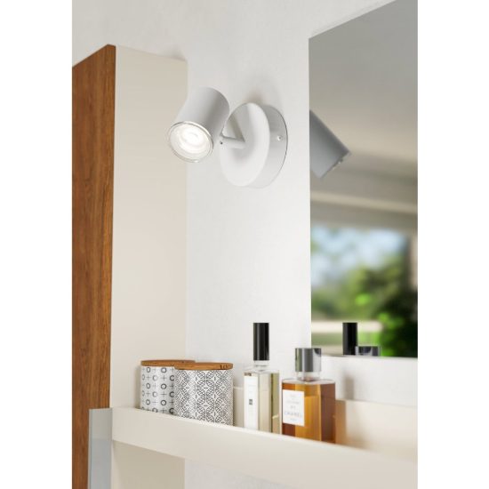 Eglo consuma 1 applique con faretto gu10 orientabile 11cm ip44 per bagno moderna bianca