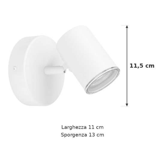 Eglo consuma 1 applique con faretto gu10 orientabile 11cm ip44 per bagno moderna bianca