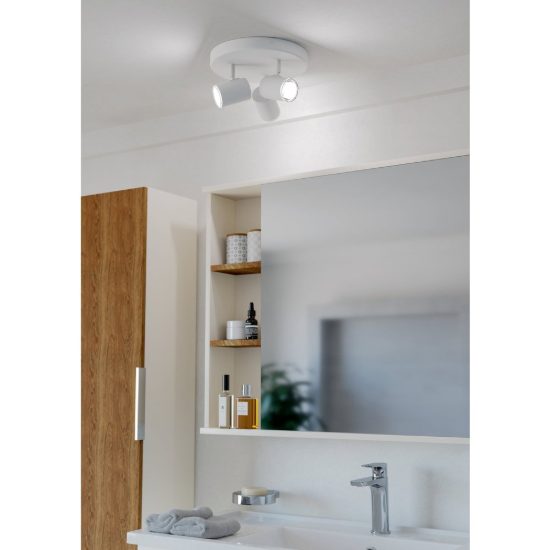 Eglo consuma 1 plafoniera con 3 faretti gu10 orientabili 25cm ip44 per bagno moderna bianca