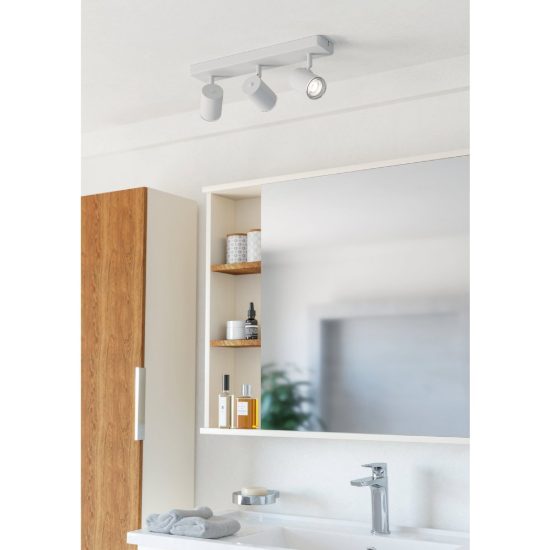 Eglo consuma 1 plafoniera con 3 faretti gu10 orientabili 40cm ip44 per bagno moderna bianca