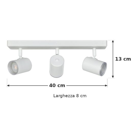Eglo consuma 1 plafoniera con 3 faretti gu10 orientabili 40cm ip44 per bagno moderna bianca