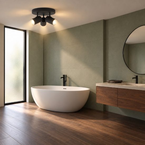 Eglo consuma 1 plafoniera con 3 faretti gu10 orientabili 25cm ip44 per bagno moderna nera