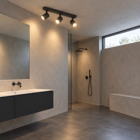 Eglo consuma 1 plafoniera con 3 faretti gu10 orientabili 40cm ip44 per bagno moderna nera