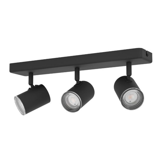 Eglo consuma 1 plafoniera con 3 faretti gu10 orientabili 40cm ip44 per bagno moderna nera