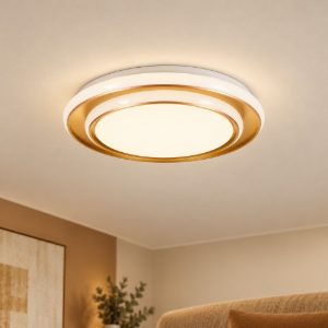 Eglo moschetta plafoniera led 24w cct 2700k 6500k 40cm per soggiorno moderna oro