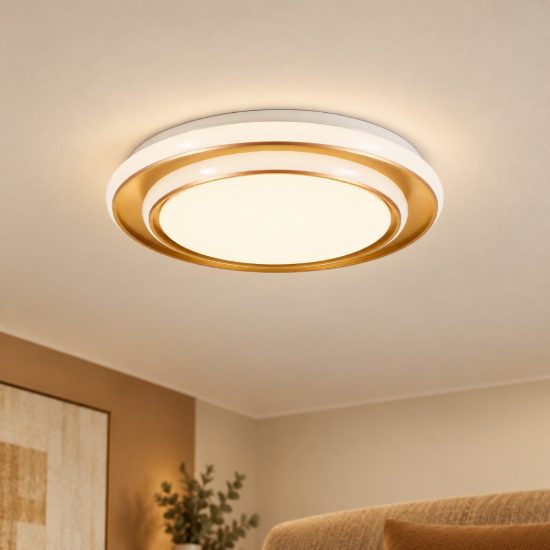 Eglo moschetta plafoniera led 24w cct 2700k 6500k 40cm per soggiorno moderna oro