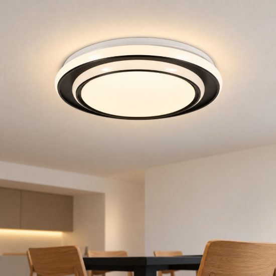 Eglo moschetta plafoniera led 24w cct 2700k 6500k 40cm per soggiorno moderna nera