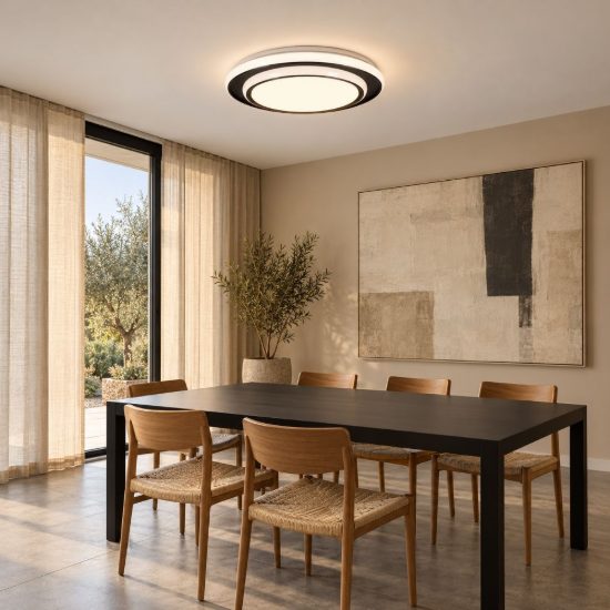 Eglo moschetta plafoniera led 24w cct 2700k 6500k 40cm per soggiorno moderna nera