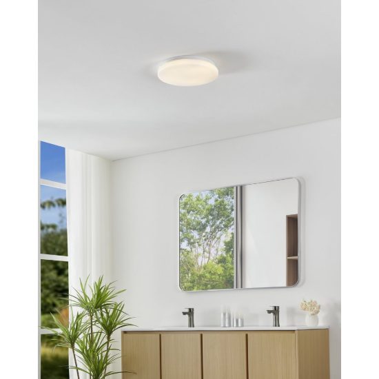 Eglo frania plafoniera led 18w cct 3000k 6000k 31cm ip44 per bagno moderna bianca