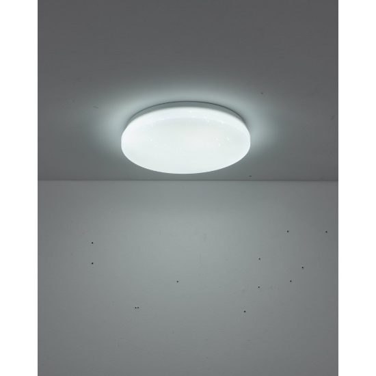 Eglo frania plafoniera led 18w cct 3000k 6000k 31cm ip44 per bagno moderna bianca effetto cristallo