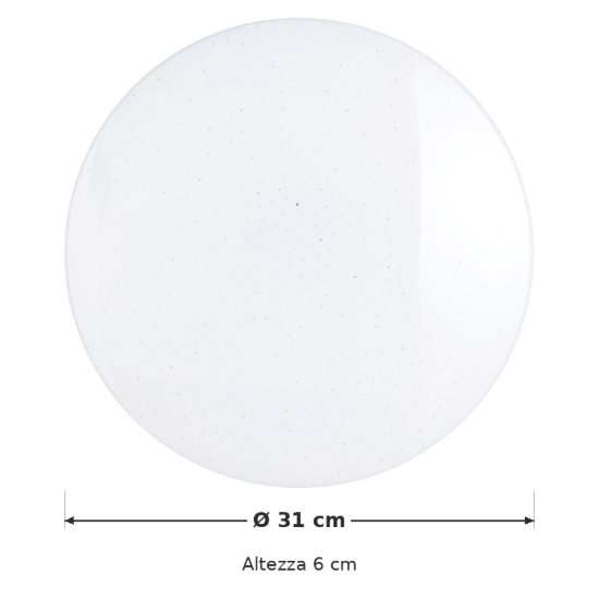 Eglo frania plafoniera led 18w cct 3000k 6000k 31cm ip44 per bagno moderna bianca effetto cristallo