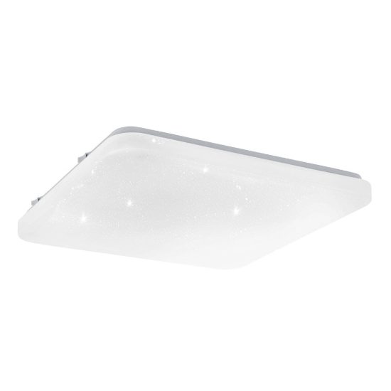 Eglo frania plafoniera led 18w cct 3000k 6000k 33cm ip44 per bagno moderna bianca effetto cristallo