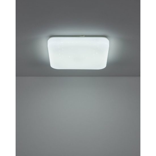 Eglo frania plafoniera led 18w cct 3000k 6000k 33cm ip44 per bagno moderna bianca effetto cristallo