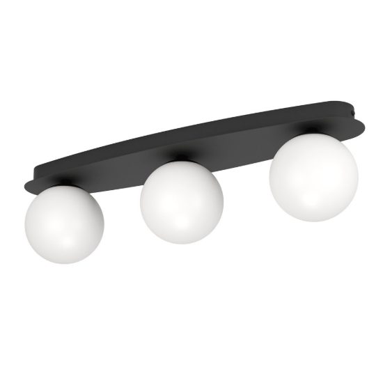 Eglo castrovido plafoniera 3 luci g9 led 12,6w 3000k 58cm ip44 per bagno moderna nera