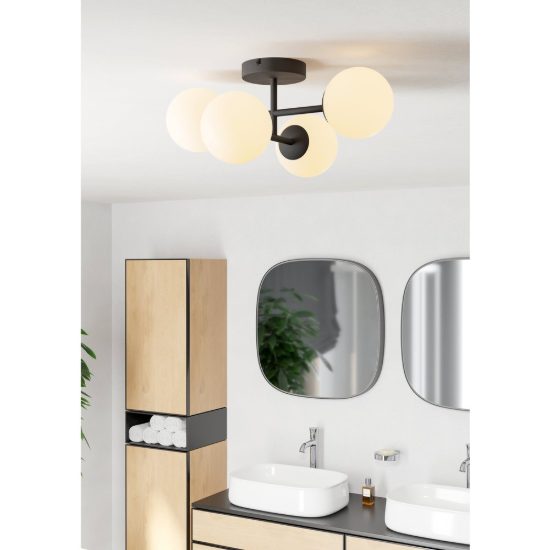 Eglo castrovido plafoniera 4 luci g9 led 16,8w 3000k 47,5cm ip44 per bagno moderna nera