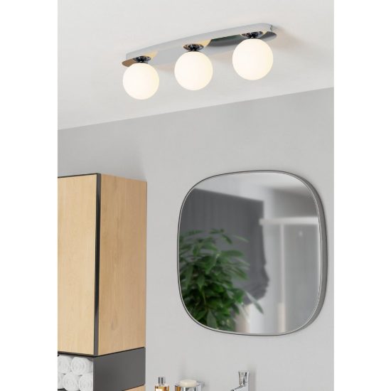 Eglo castrovido plafoniera 3 luci g9 led 12,6w 3000k 58cm ip44 per bagno moderna cromo
