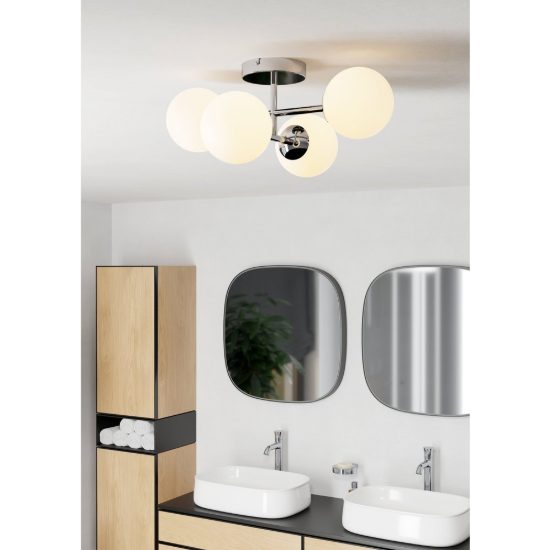 Eglo castrovido plafoniera 4 luci g9 led 16,8w 3000k 47,5cm ip44 per bagno moderna cromo