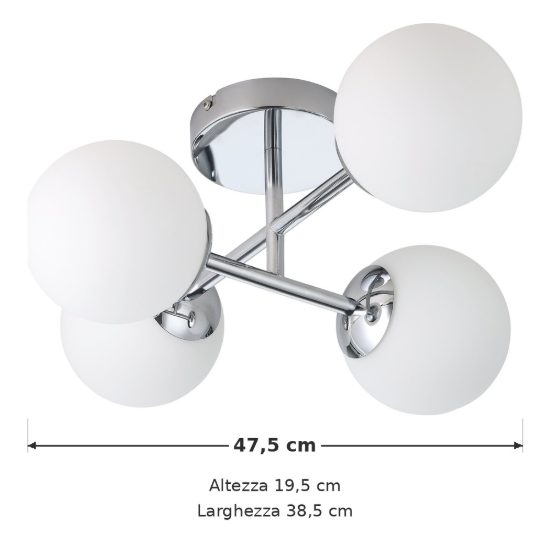 Eglo castrovido plafoniera 4 luci g9 led 16,8w 3000k 47,5cm ip44 per bagno moderna cromo