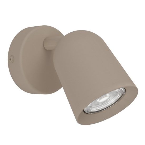 Eglo camaldoli applique con faretto gu10 orientabile 8,5cm per camera da letto moderna sabbia
