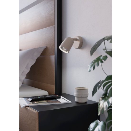 Eglo camaldoli applique con faretto gu10 orientabile 8,5cm per camera da letto moderna sabbia