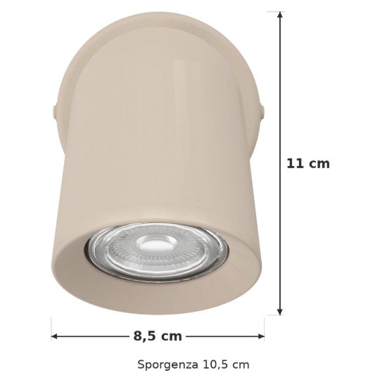 Eglo camaldoli applique con faretto gu10 orientabile 8,5cm per camera da letto moderna sabbia