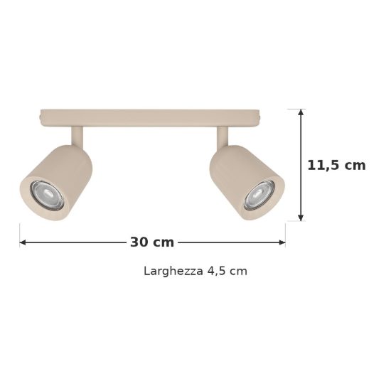 Eglo camaldoli plafoniera con 2 faretti gu10 orientabili 30cm per cucina moderna sabbia
