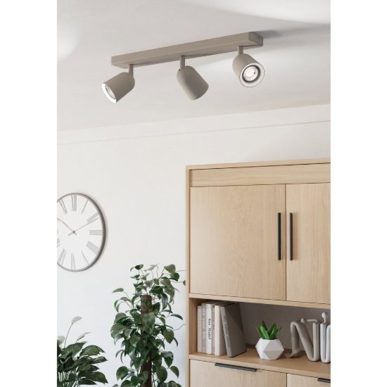 Eglo camaldoli plafoniera con 3 faretti gu10 orientabili 52cm per corridoio moderna sabbia