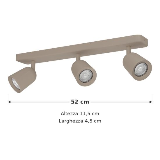 Eglo camaldoli plafoniera con 3 faretti gu10 orientabili 52cm per corridoio moderna sabbia